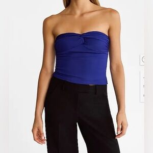 Express Body Contour Seamless Ribbed Twist Cropped Tube Top